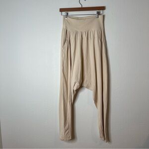Free People Movement Echo Harem Yoga Lounge Pants Beige Elastic Waist Size S